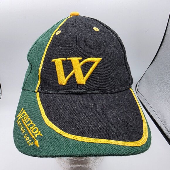 Warrior Custom Golf Adults Black Green Gold Hat Cap Baseball Outdoors Summer - Picture 1 of 9